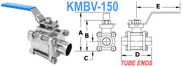 1.50" Tube End Port Manual Ball Valve (KMBV-150)