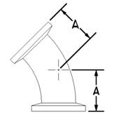 45° Elbow, NW16 NW16-075-E45-072 45° Elbow, NW16 NW16-075-E45-072