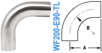 90° Elbow With Tangent Tube OD: 2.00" (Long) (WF200-E90-TL)