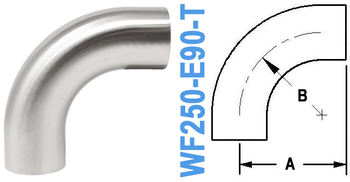 90° Elbow With Tangent Tube OD: 2.50" (WF250-E90-T)