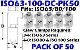 50 Double Claw Clamp Aluminum Fits: ISO63, ISO80, ISO100 (ISO63-100-DC-PK50)