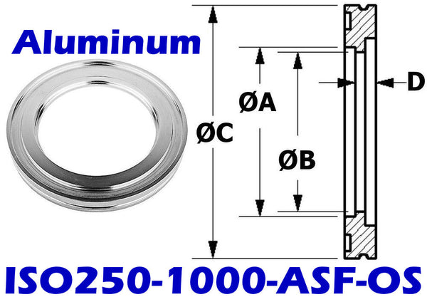ISO250 Short Weld Flange Aluminum ISO250-1000-ASF-OS