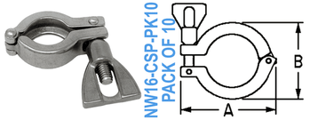 Stainless Wing Clamp Fits: NW10 & NW16 (NW16-CSP-PK10) Stainless Wing Clamp Fits: NW10 & NW16 (NW16-CSP-PK10)