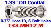 1.33" Flexible Metal Hose 12" OAL (133 - MH12 - M) - Chemtech Scientific Incorporated