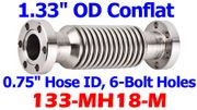 1.33" Flexible Metal Hose 18" OAL (133 - MH18 - M) - Chemtech Scientific Incorporated
