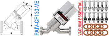 1.33" OD Conflat Angle Inline Pneumatic Valve PAIV - CF133 - VE - Chemtech Scientific Incorporated