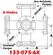 1.33" OD Conflat Flange Six-Way Cross (133-075-6X)