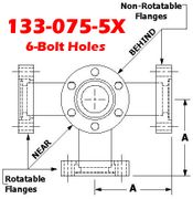1.33" OD Conflat Flange Five-Way Cross (133-075-5X)