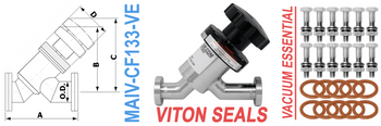 1.33" OD Conflat Manual Angle Inline Valve (MAIV - CF133 - VE) - Chemtech Scientific Incorporated