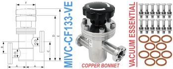 1.33" OD Conflat Manual Inline Valve (MIVC - CF133 - VE) - Chemtech Scientific Incorporated