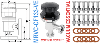 1.33" OD Conflat Manual Right Angle Valve (MRVC - CF133 - VE) - Chemtech Scientific Incorporated
