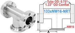 1.33" OD Conflat To NW16 Non - Reducing Tee 133xNW16 - NRT - Chemtech Scientific Incorporated