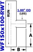 1.50" OD x 1.00" OD Reducing Tee (WF150x100-RWT)