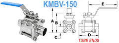 1.50" Tube End Port Manual Ball Valve (KMBV-150)