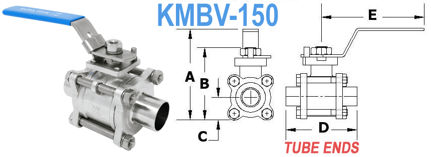 1.50" Tube End Port Manual Ball Valve (KMBV - 150) - Chemtech Scientific Incorporated