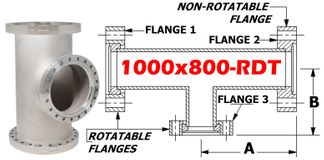 10.00" CF to 8.00" CF Reducing Tee (1000x800-RDT)