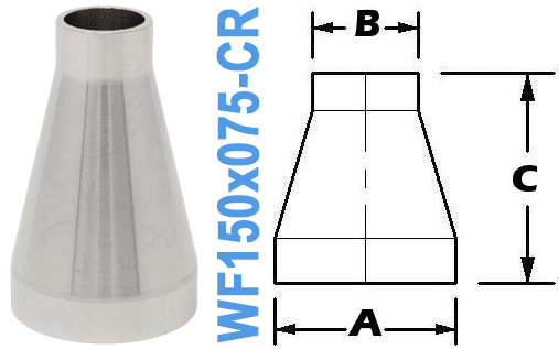1.50" x 0.75" Conical Reducer (WF150x075 - CR) - Chemtech Scientific Incorporated