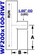 2.00" OD x 1.00" OD Reducing Tee (WF200x100 - RWT) - Chemtech Scientific Incorporated