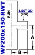 2.00" OD x 1.50" OD Reducing Tee (WF200x150-RWT)