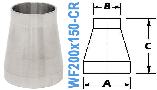2.00" x 1.50" Conical Reducer (WF200x150 - CR) - Chemtech Scientific Incorporated