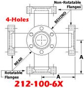 2.12" OD Conflat Flange Six - Way Cross (212 - 100 - 6X) - Chemtech Scientific Incorporated