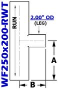 2.50" OD x 2.00" OD Reducing Tee (WF250x200 - RWT) - Chemtech Scientific Incorporated