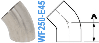 2.50" Tube OD - 45° Elbow (WF250-E45-OS)