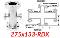 2.75"" OD CF to 1.33"" OD Conflat Reducing Cross 275x133 - RDX - Chemtech Scientific Incorporated