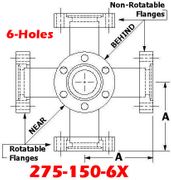 2.75" OD Conflat Flange Six - Way Cross (275 - 150 - 6X) - Chemtech Scientific Incorporated