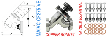 2.75" OD Conflat Manual Angle Inline Valve (MAIVC - CF275 - VE) - Chemtech Scientific Incorporated