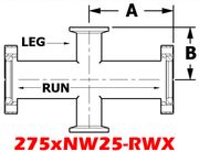 2.75" OD Conflat To NW25 Reducing Cross (275xNW25 - RWX) - Chemtech Scientific Incorporated