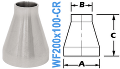 2.00" x 1.00" Conical Reducer (WF200x100 - CR) - Chemtech Scientific Incorporated