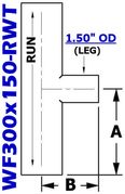 3.00" OD x 1.50" OD Reducing Tee (WF300x150-RWT)