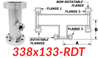 3.38" CF to 1.33" CF Reducing Tee (338x133 - RDT) - Chemtech Scientific Incorporated