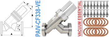 3.38" OD Conflat Angle Inline Pneumatic Valve PAIV - CF338 - VE - Chemtech Scientific Incorporated