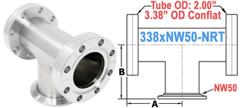 3.38" OD Conflat To NW50 Non-Reducing Tee 338xNW50-NRT