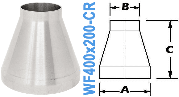 4.00" x 2.00" Conical Reducer (WF400x200 - CR) - Chemtech Scientific Incorporated