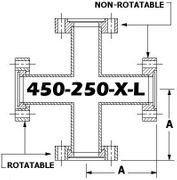 4.50"" OD Conflat Flange FOUR WAY CROSS (Long) (450 - 250 - X - L) - Chemtech Scientific Incorporated