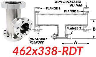 4.62" CF to 3.38" CF Reducing Tee (462x338 - RDT) - Chemtech Scientific Incorporated