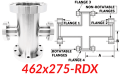 4.62"" OD CF to 2.75"" OD Conflat Reducing Cross 462x275 - RWX - Chemtech Scientific Incorporated