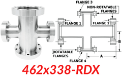 4.62"" OD CF to 3.38"" OD Conflat Reducing Cross 462x338 - RDX - Chemtech Scientific Incorporated