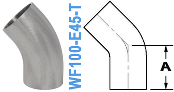 45° Elbow With Tangent TUBE OD: 1.00" (WF100 - E45 - T) - Chemtech Scientific Incorporated