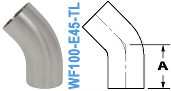 45° Elbow With Tangent TUBE OD: 1.50" (WF150 - E45 - TL) - Chemtech Scientific Incorporated