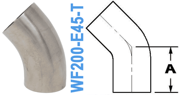 45° Elbow With Tangent TUBE OD: 2.00" (WF200-E45-T)