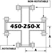 4.50"" OD Conflat Flange FOUR WAY CROSS (Short) (450 - 250 - X) - Chemtech Scientific Incorporated