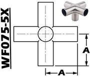 5 - Way Cross Weld Body (0.75" Tube OD) WF075 - 5X - Chemtech Scientific Incorporated