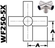 5 - Way Cross Weld Body (2.50" Tube OD) WF250 - 5X - Chemtech Scientific Incorporated