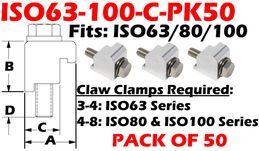 50 Single Claw Clamps Fits: ISO63, ISO80, ISO100 (ISO63-100-C-PK50)