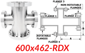 6.00"" OD CF to 4.62"" OD Conflat Reducing Cross 600x462 - RDX - Chemtech Scientific Incorporated
