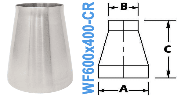 6.00" x 4.00" Conical Reducer (WF600x400 - CR) - Chemtech Scientific Incorporated